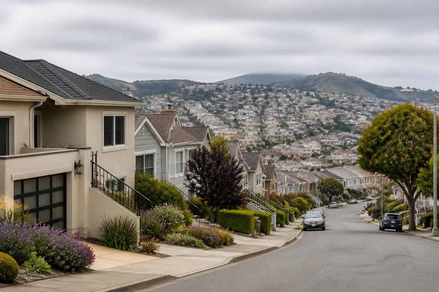 Hillside Daly City neighborhood with well-kept homes.