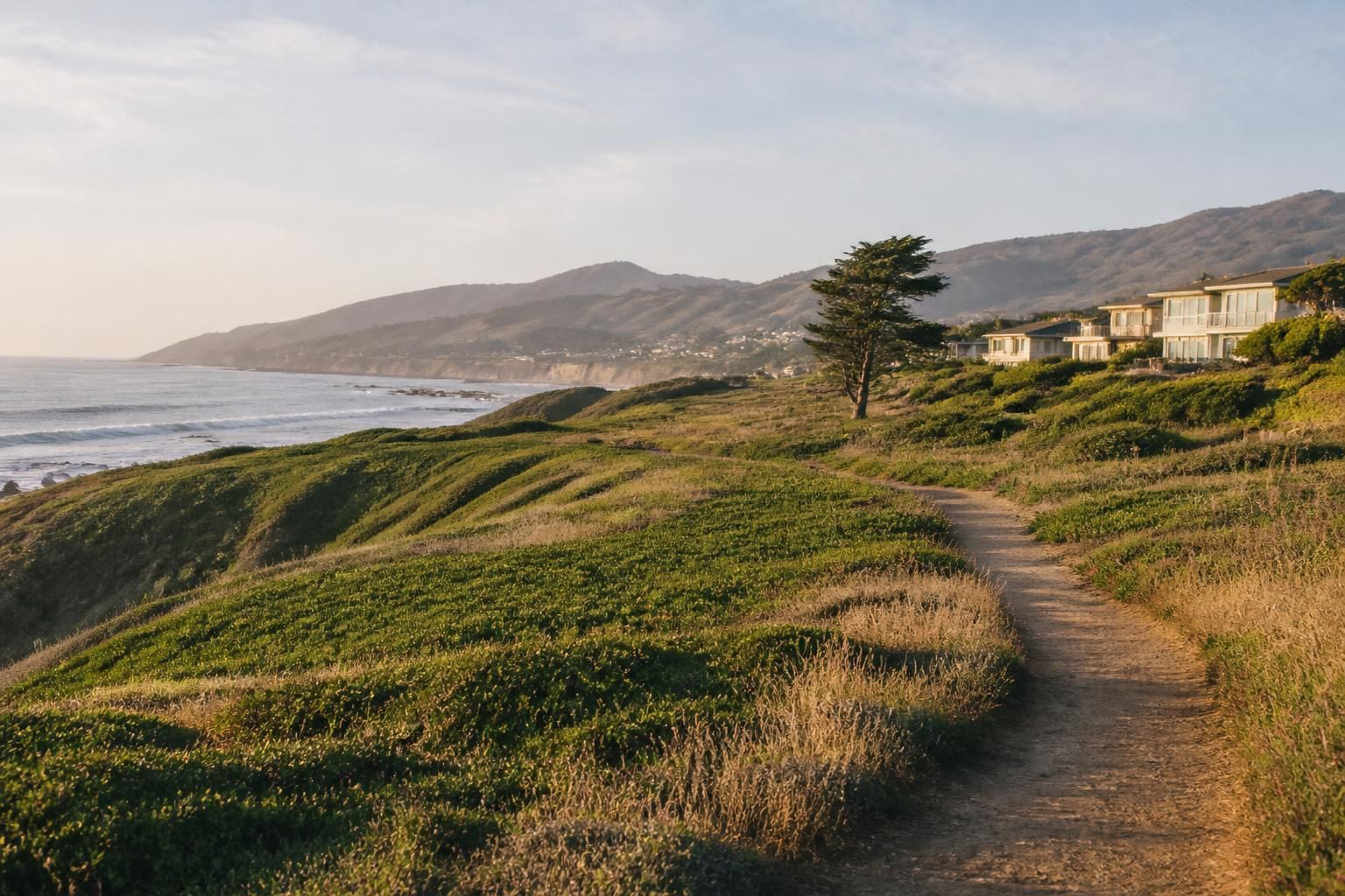 Coastal Montara hillside with homes near the bluff.