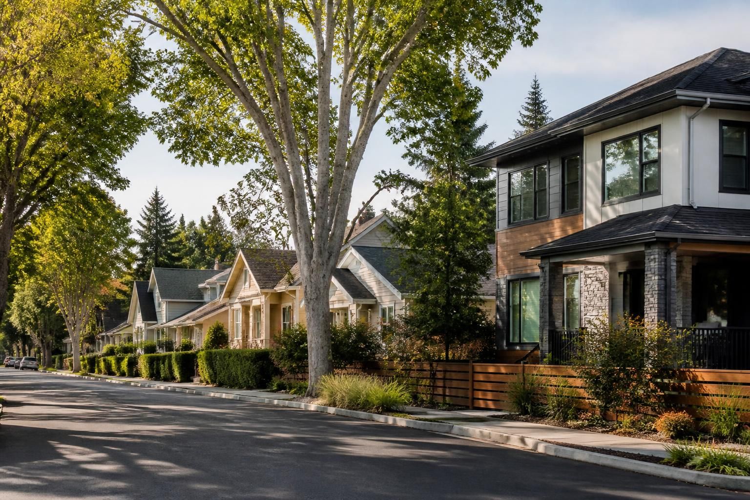 San Mateo neighborhood with tree-lined streets and homes.